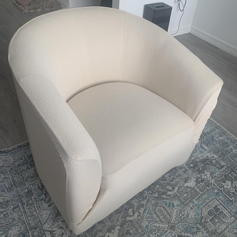 SearchI Club Chair Slipcover Stretch Barrel Chair Covers Jacquard Tub Chair Slipcovers Spandex Armchair Sofa Cover Removable Couch Furniture Protector Arm Chair Cover for Living Room(Fabric-Beige) - Image 2